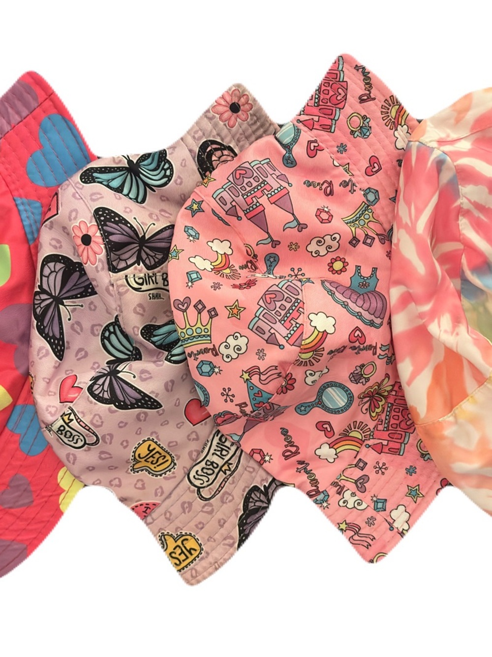 Kids Pink Patterned Bucket Hats